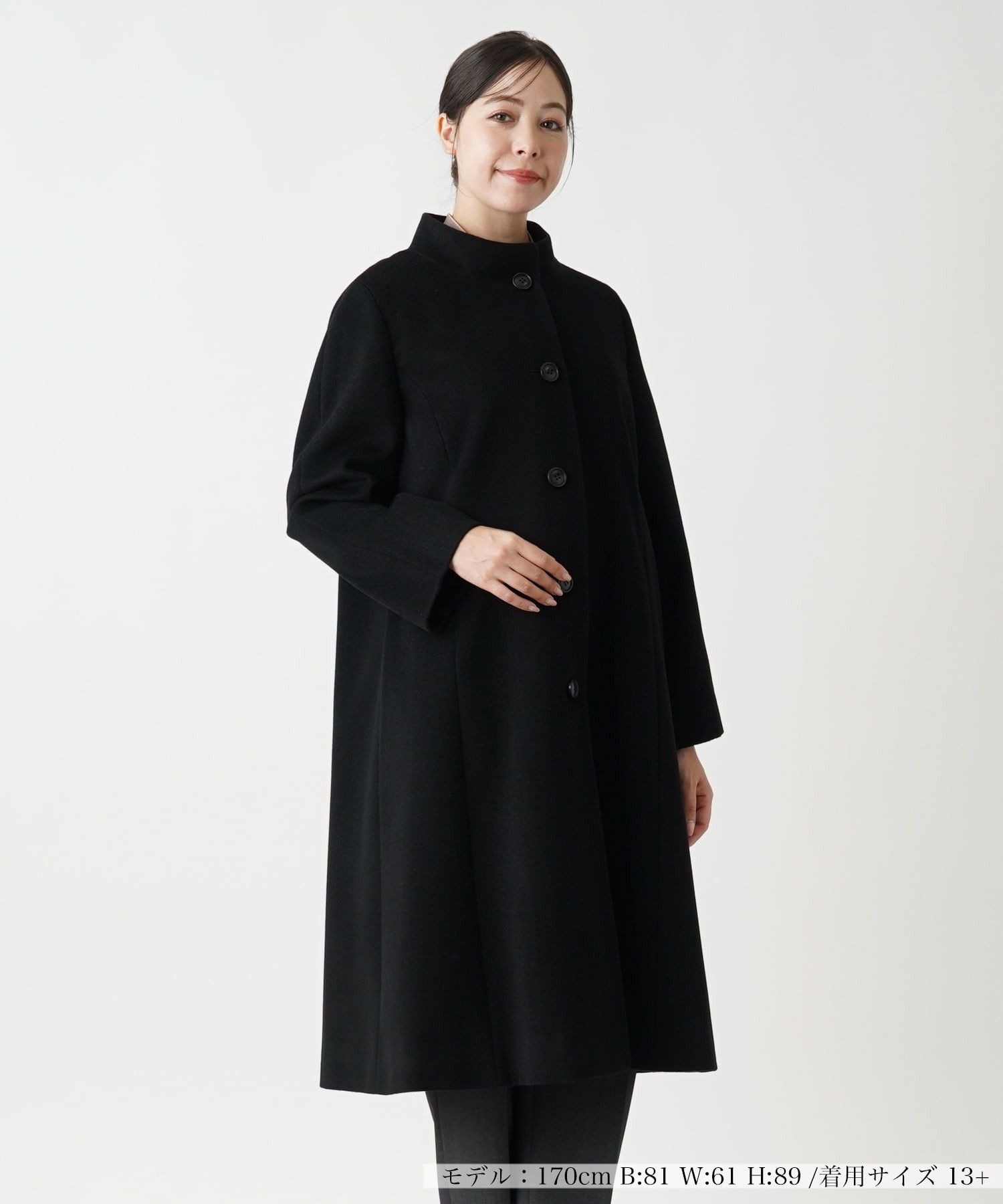 カシミヤハイネックコート【深喜毛織】|レリアン プラスハウス