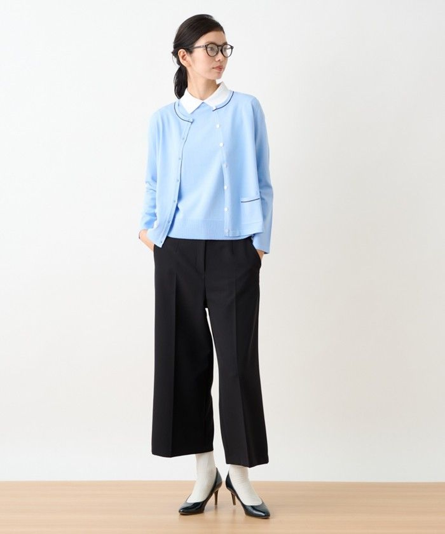 洗える 後ろゴムのびのびワイドクロップドパンツ|キャラ・オ・クルス