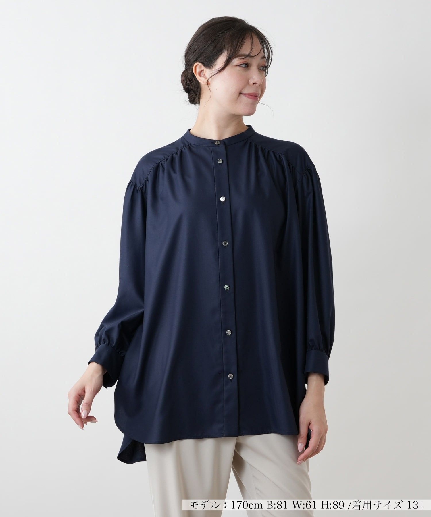 店舗人気】【ウォッシャブル】ギャザーブラウス【プラス企画