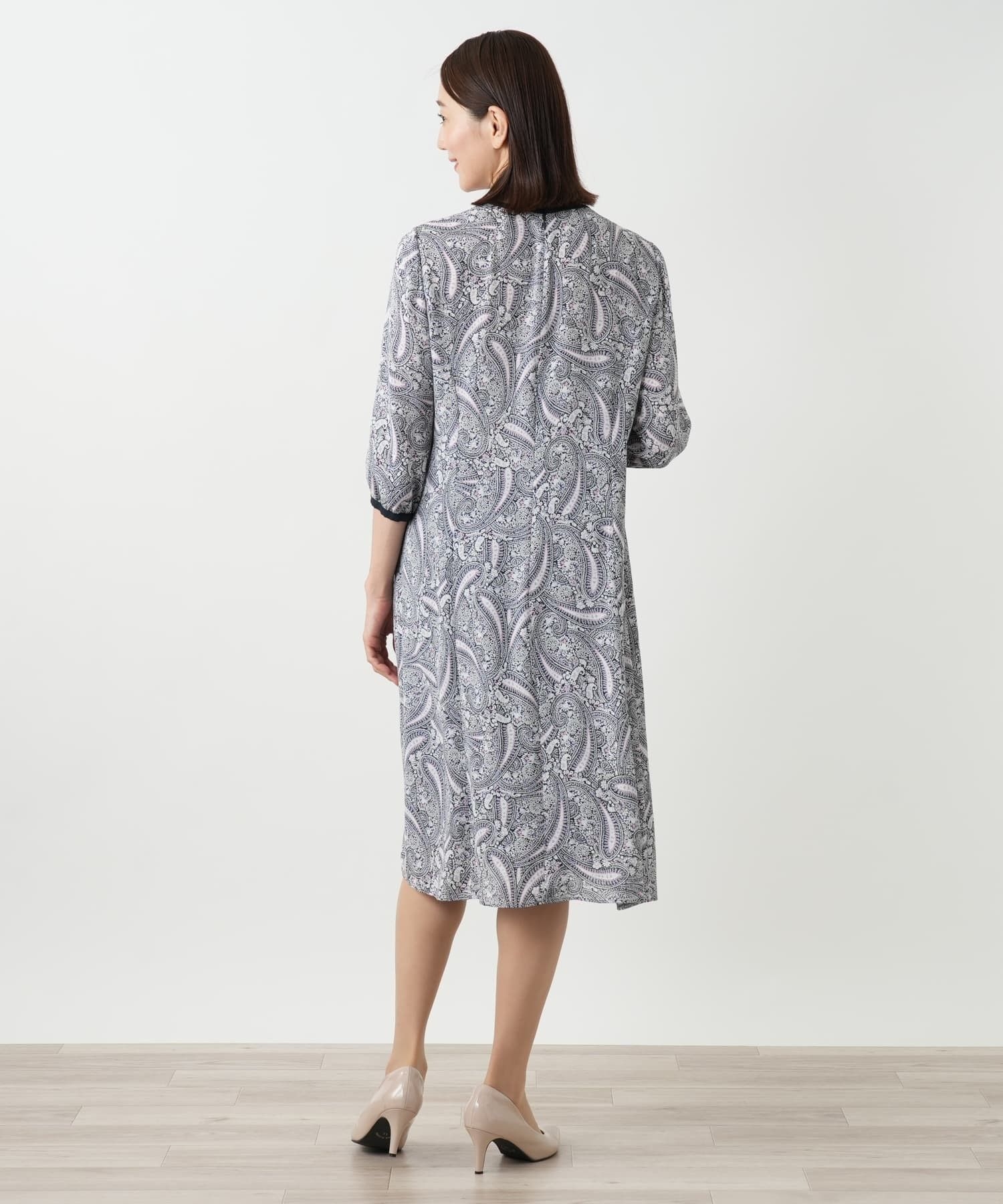 プリーツプリントワンピース【Leilian WHITE LABEL】|レリアン