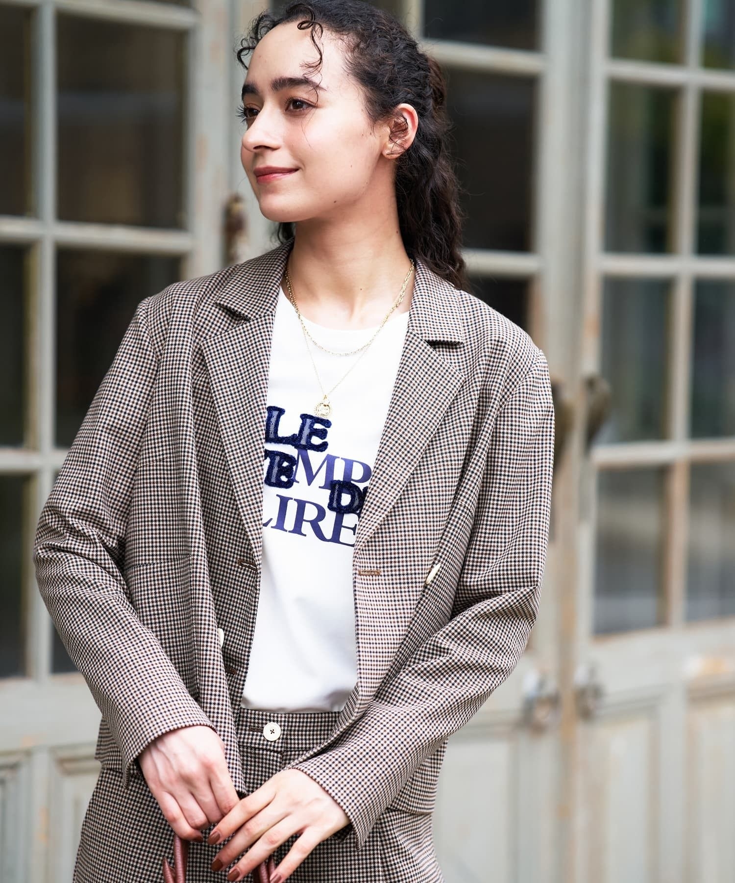 春まで使える】千鳥格子ジャケット【セットアップ】|キャラ・オ
