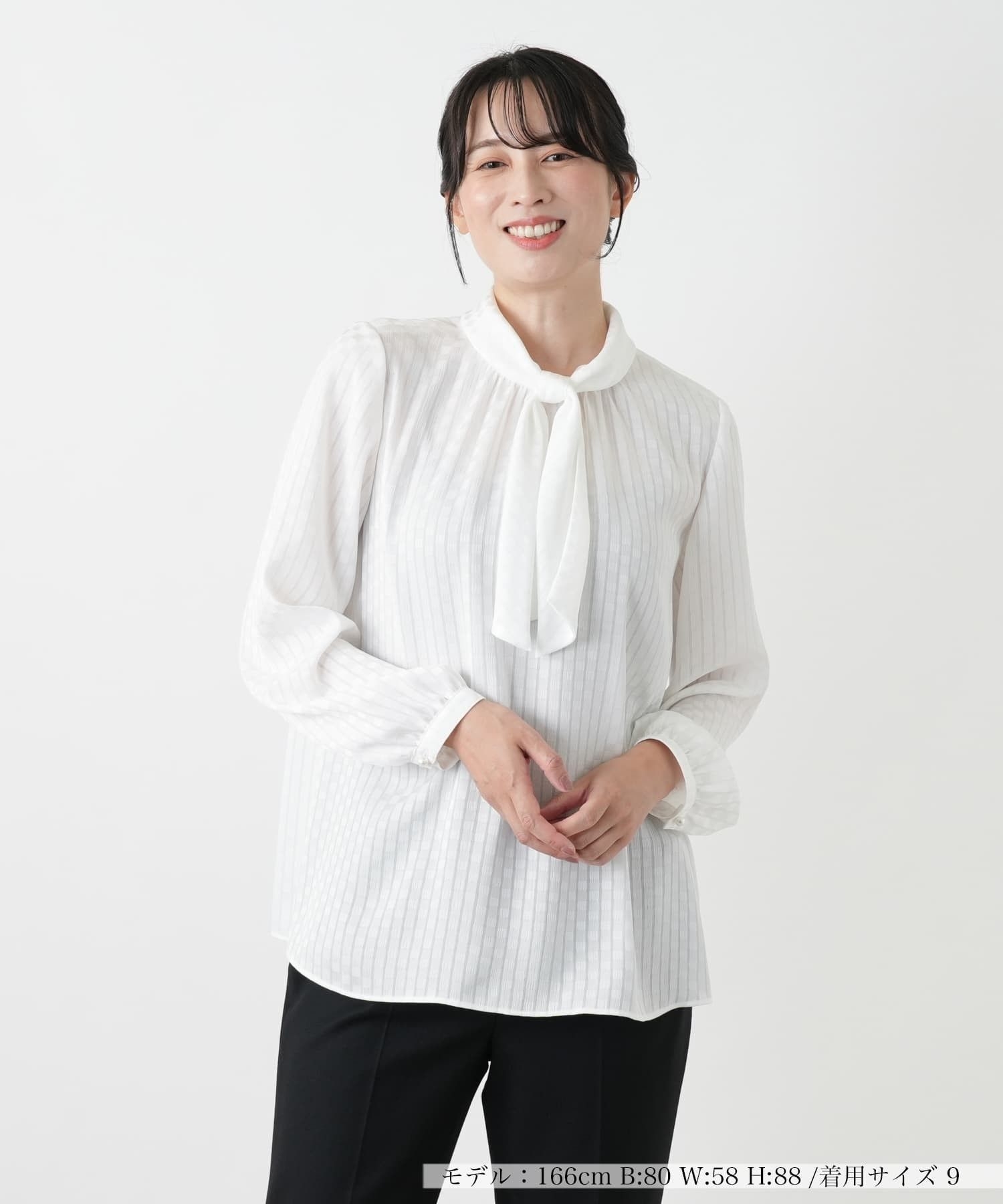 ストライプボウタイブラウス【ROCHAS Premiere】|レリアン | レリアン