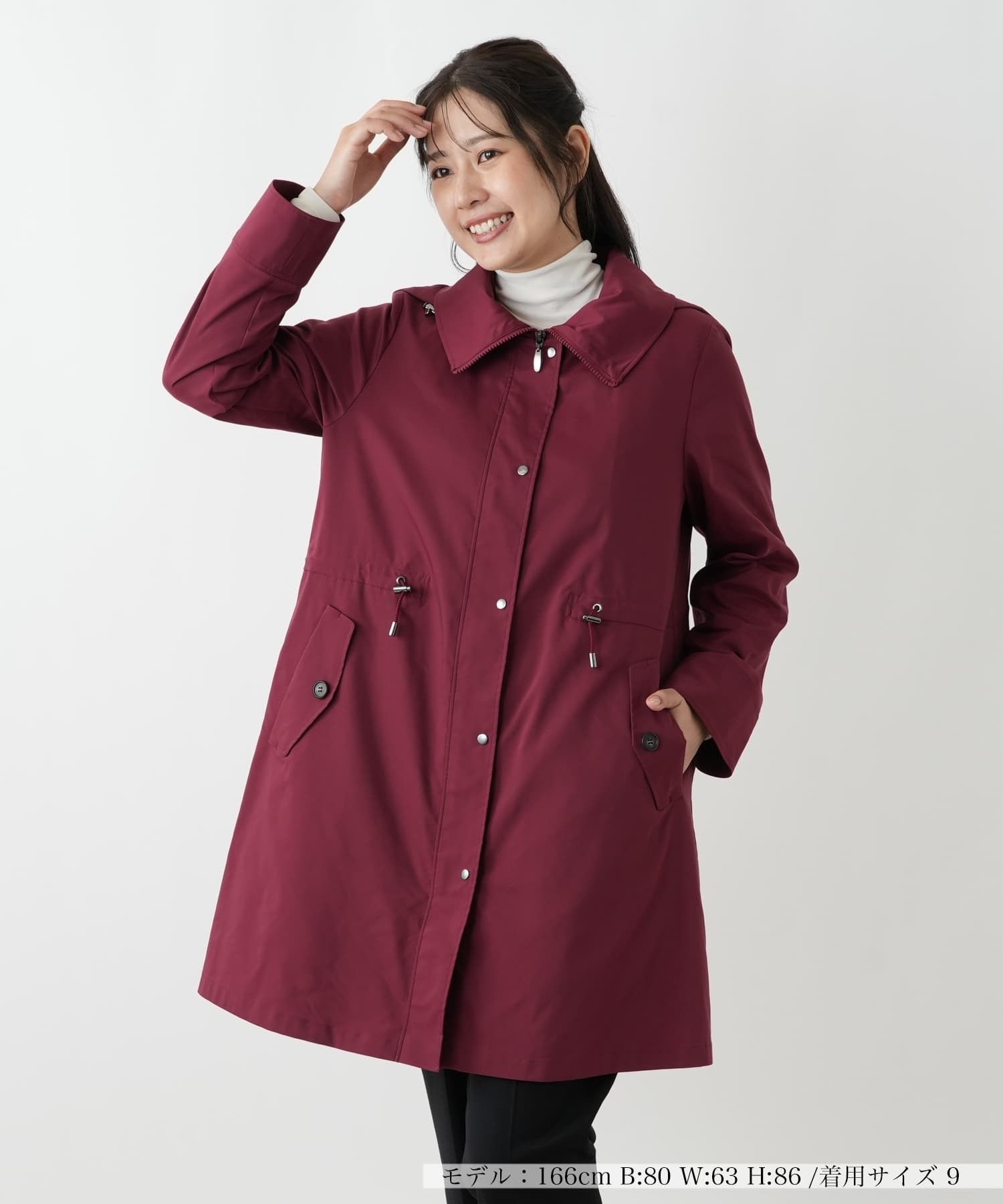 はっ水加工素材】中わたフーデッドハーフコート|レリアン | レリアン