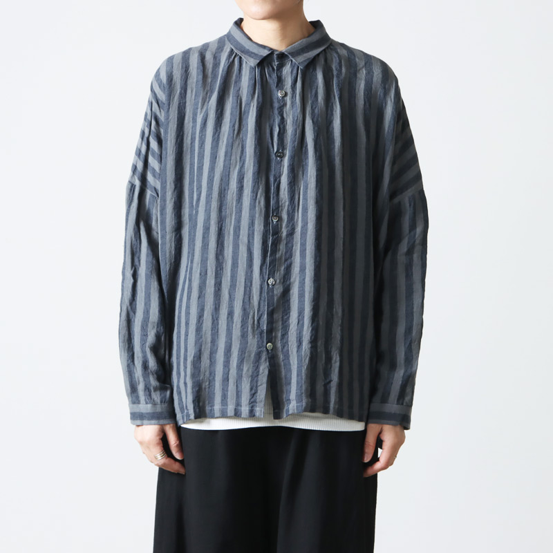 ICHI Antiquites (イチアンティークス) リネンazumadakiストライプシャツ