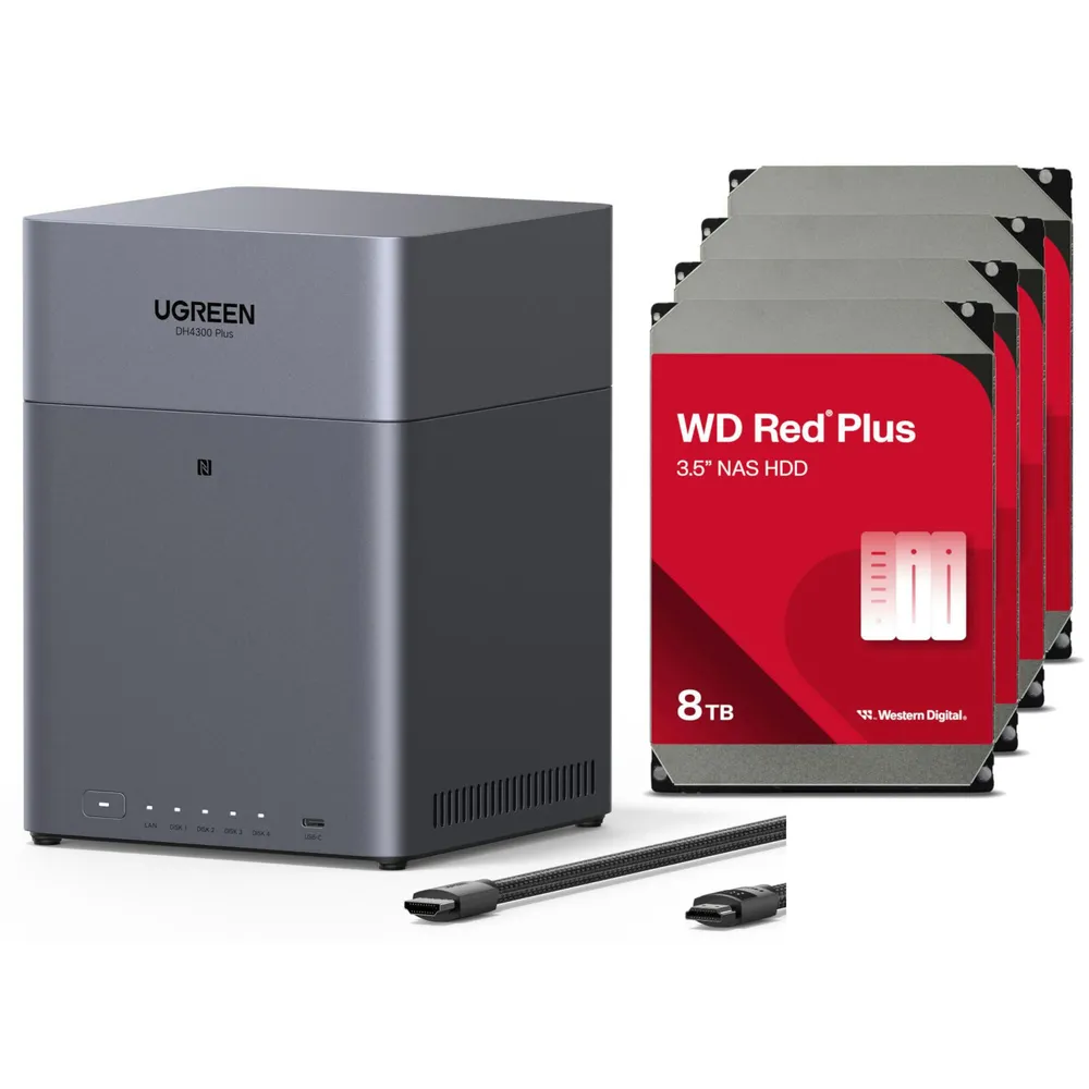 UGREEN NASync DH4300 Plus NAS System 4-Bay 32TB inkl. 4x WD