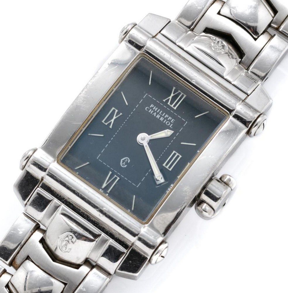 Charriol Quartz Tank Watch with Lume Hands and Date - Watches