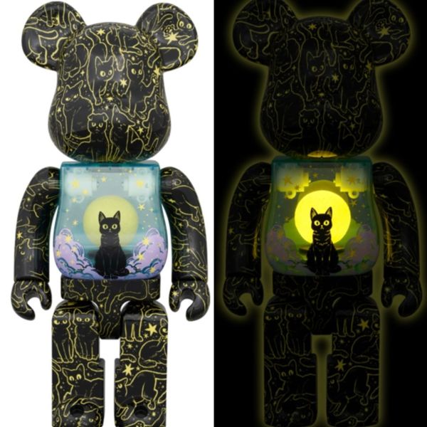 預購】庫柏力克熊BE@RBRICK 夜空中小貓發光款夜空のネコ400％ - 瘋格模型