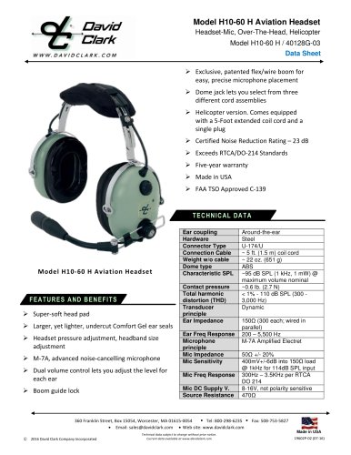 H10-60 H - DAVID CLARK COMPANY INC. - PDF Catalogs | Technical