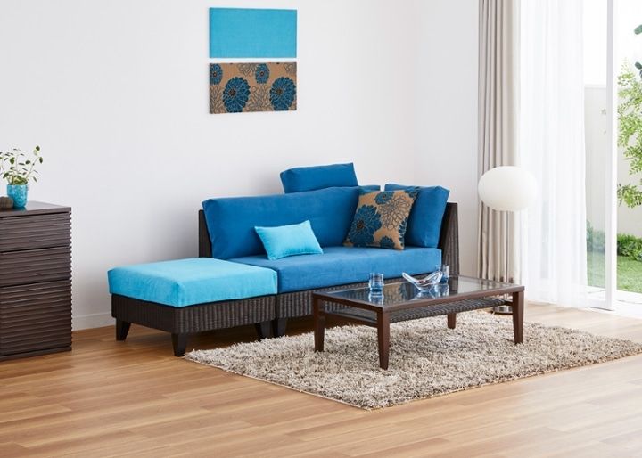 ラン・コンパクトソファ オットマン (ラタン)～狭いリビングダイニング