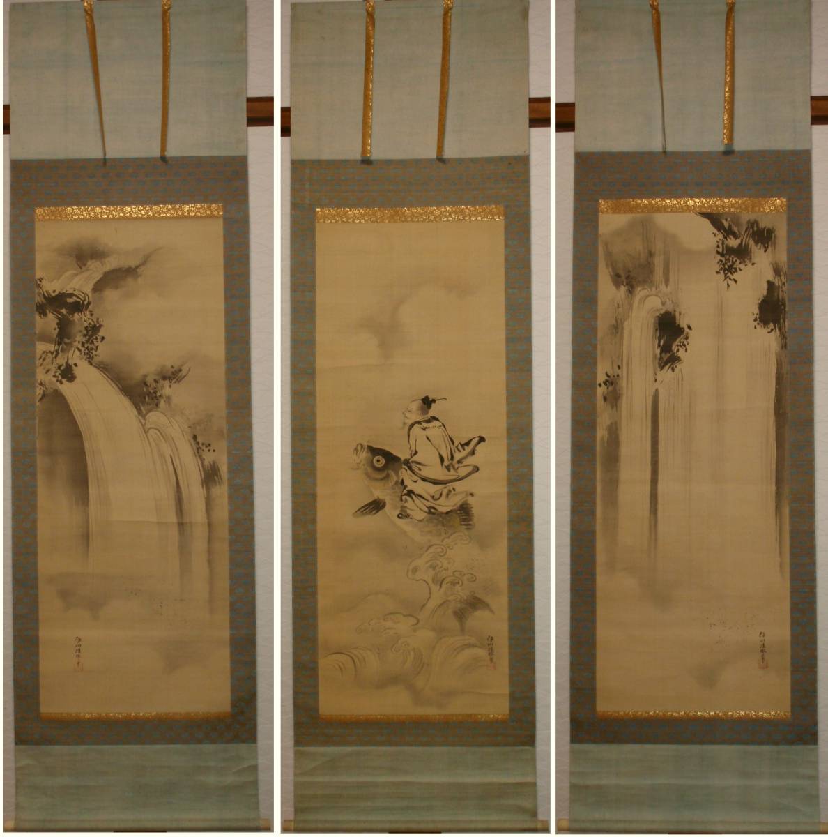 真作】狩野探信/桃仙人図/人物図/掛軸/名家伝来/AC-168