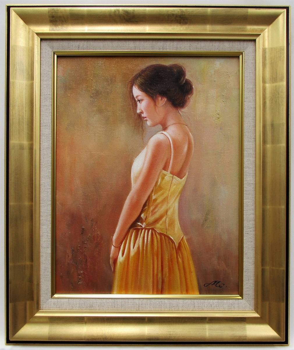 森本草介、絵画、裸婦、油彩6号、憩いの時、高級額縁、肉筆 森本草