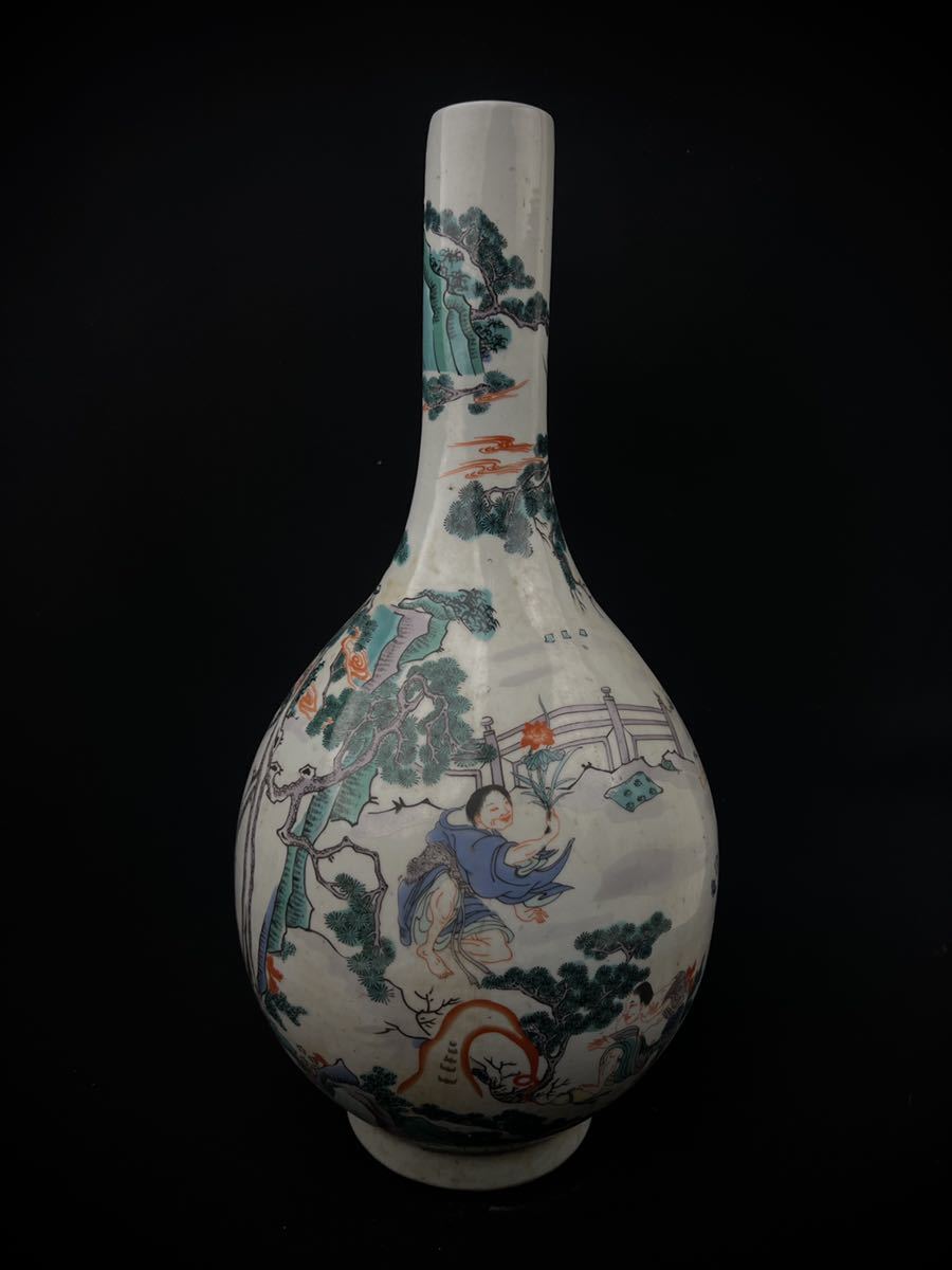 中国美術 欽州 泥興陶 山水彫刻 浮彫 窯変 飾り壺 / 富士山 花瓶 花器