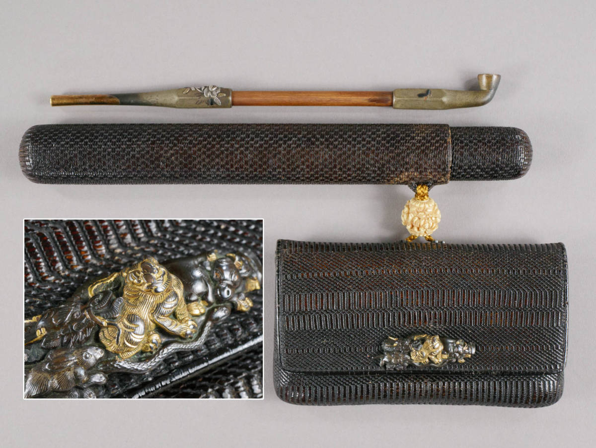 小城】極上材キセル筒 提物 煙草入 時代物 細工 喫煙グッズ 明治時代