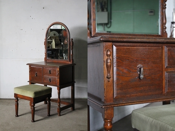 お値下げ✨三面鏡ドレッサー 鏡台 ランプコンセント付き 昭和レトロ