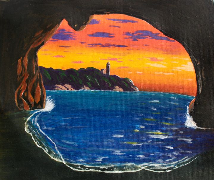 Sunset in a cave - Chloe Jade - Paintings & Prints, Places