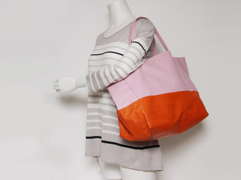 ホリゾンタルカバ トートバッグ バイカラー ピンク/オレンジ 169263