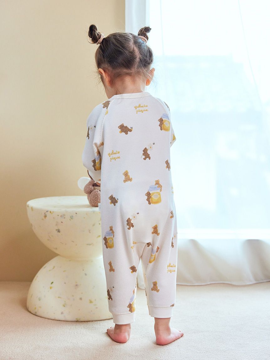 BABY】はちみつベア柄ロンパース(新生児 (50cm))｜ルームウェア