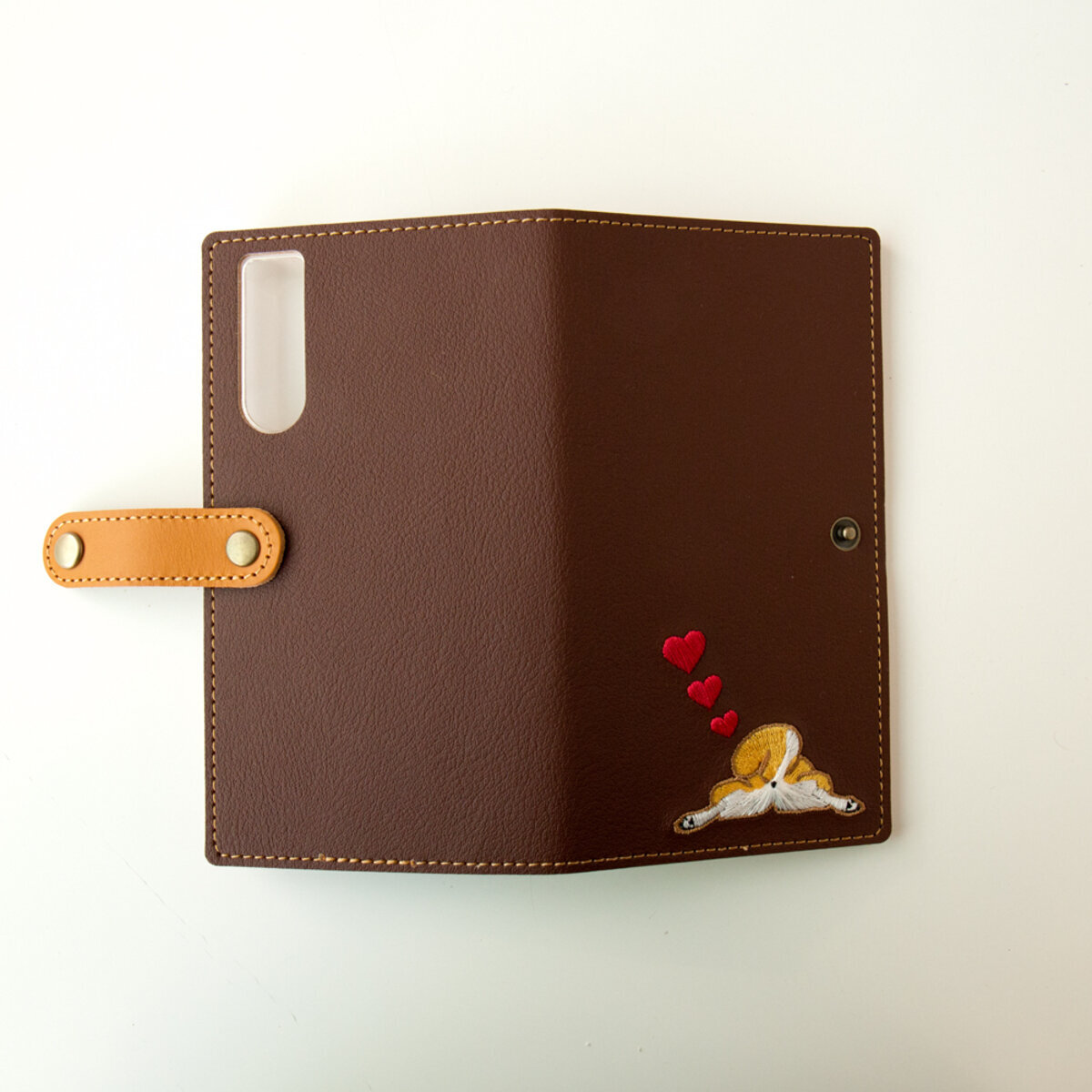Android対応 全機種対応 スマホケース 手帳型 【 刺繍 柴尻 ハート