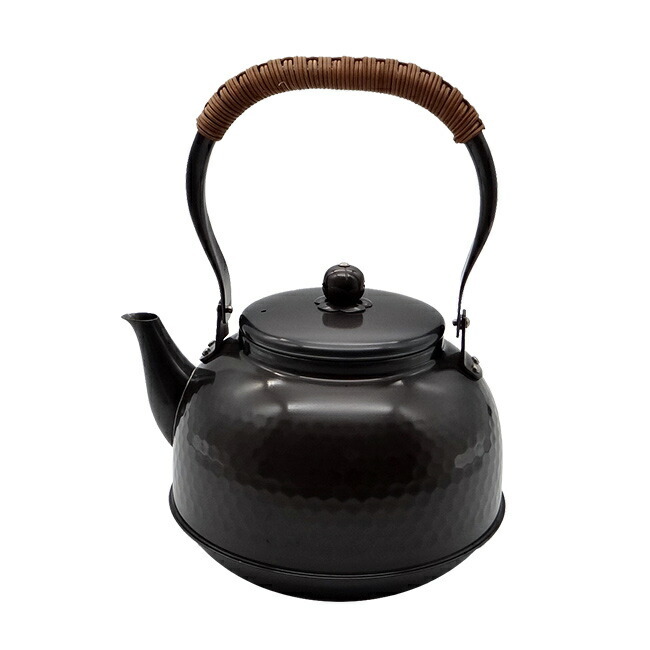 新光堂 COPPER100 純銅 黒銅仕上げ 鎚目湯沸し 2.3L[新光金属 銅製