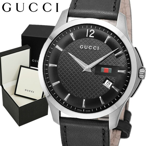 グッチ 時計 メンズ 腕時計 GUCCI Gタイムレス 42mm ブラック シルバー