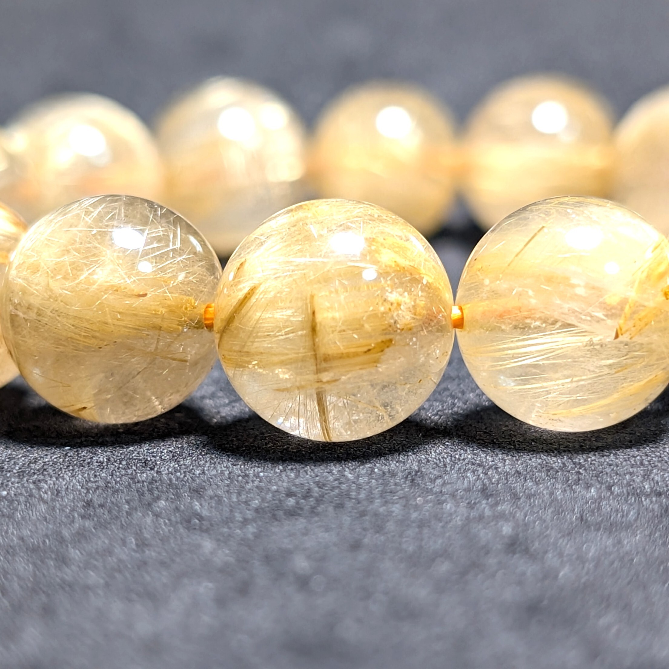 濃密すぎる金針が最高】ゴールド ルチルクォーツ ブレスレット 12ミリ