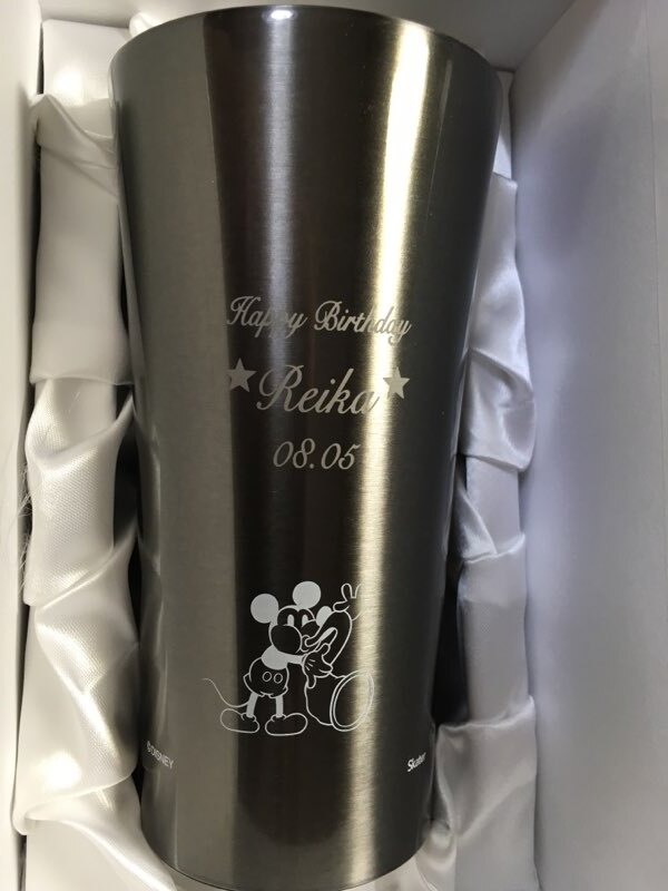 名入れ ステンレスタンブラー ディズニーミッキー 黒 退職祝い 誕生日