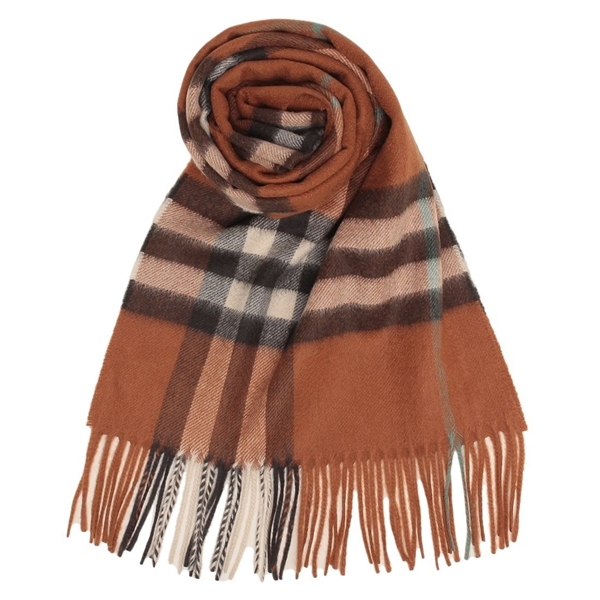 バーバリー マフラー フリンジ バーバリーチェック ブラウン オレンジ