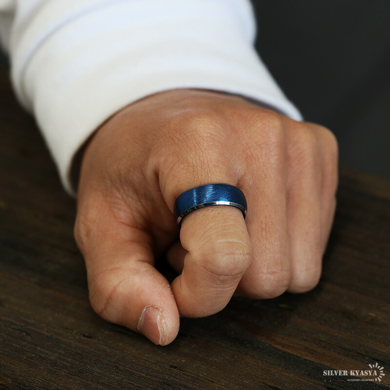 タングステン ブルー リング メンズ 指輪 青 シルバー ライン つけっ