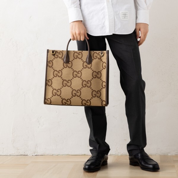 グッチ トートバッグ ジャンボGG キャンバス ブラウン メンズ GUCCI