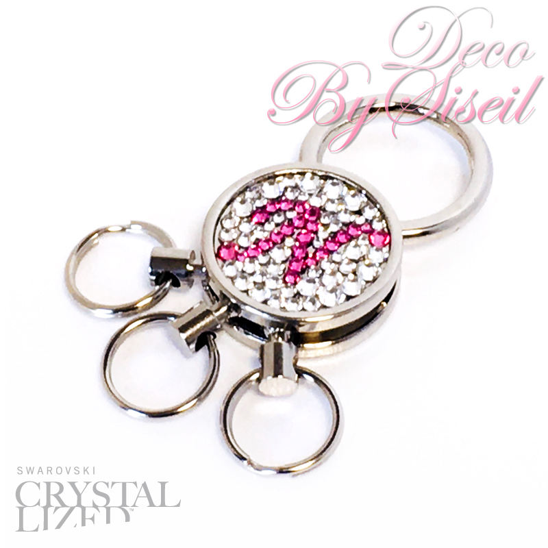 名入れ】スワロフスキー キーホルダー イニシャル オーダーメイド 3連