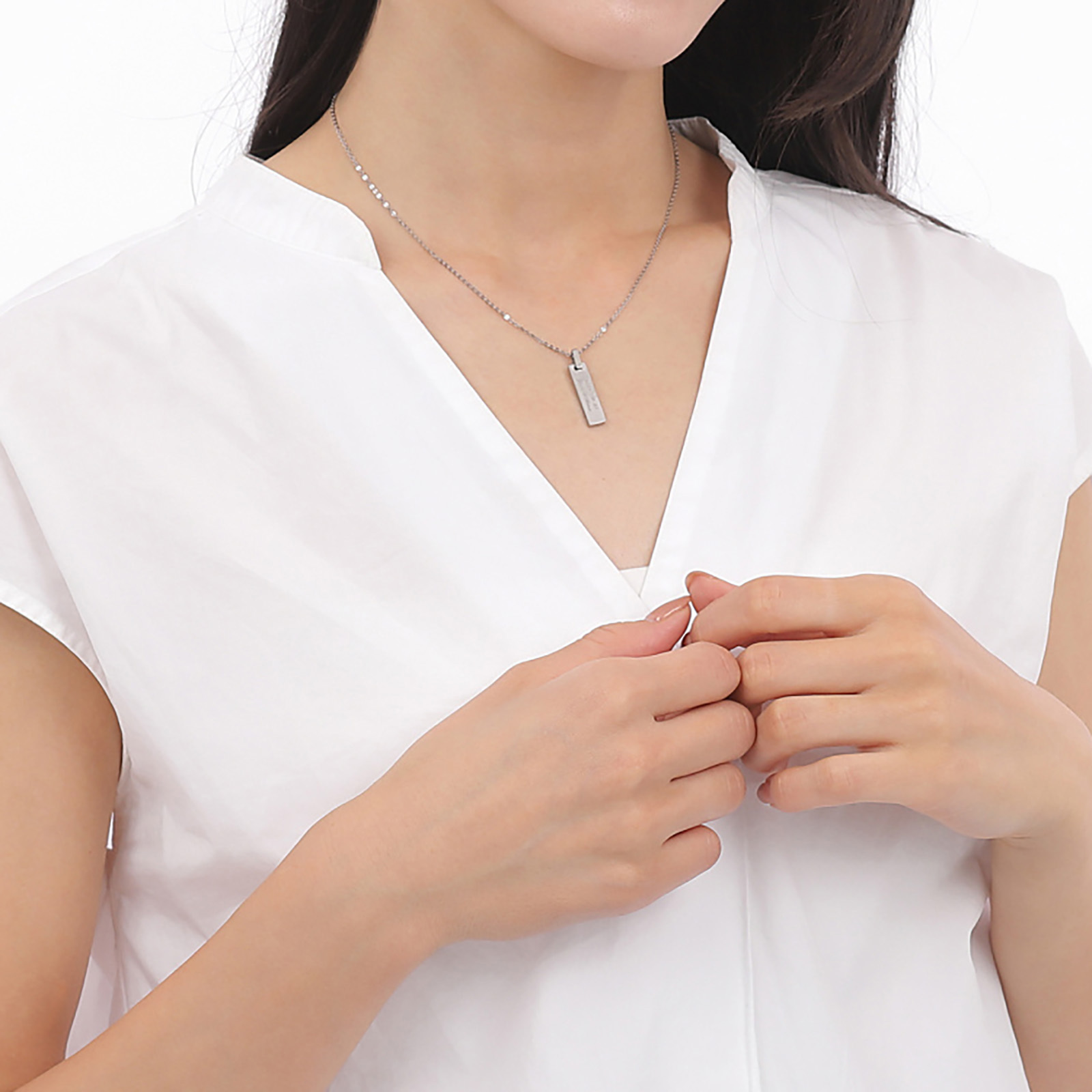 送料無料】【名入れ無料】 ペアネックレス 2本セット ステンレス 無地