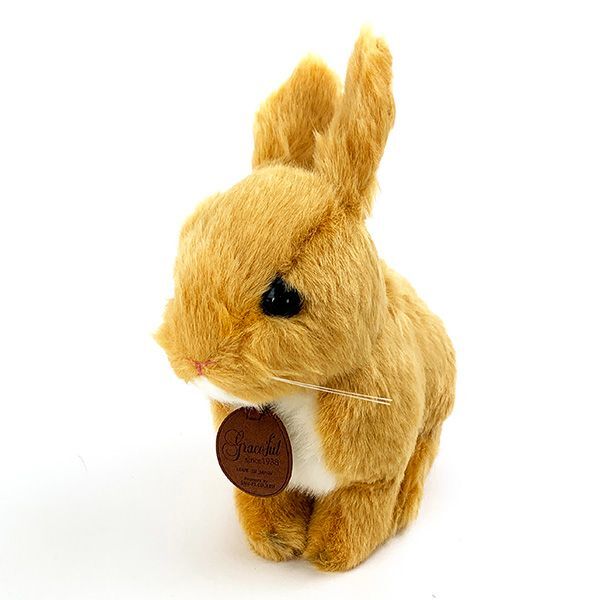 日本製 手作り ぬいぐるみ うさぎ（ウサギ） 座り ベージュ