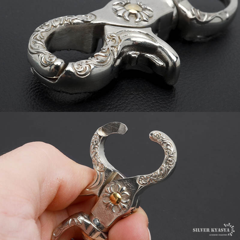 重厚 クロス キーリング キーホルダー キーフック クリップ 十字架