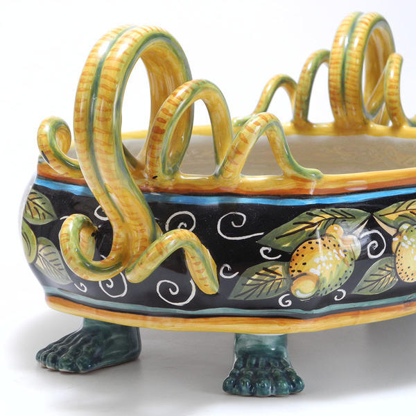 最高級 イタリア陶器 デルータ焼き 陶器製 脚付き テーブルセンター