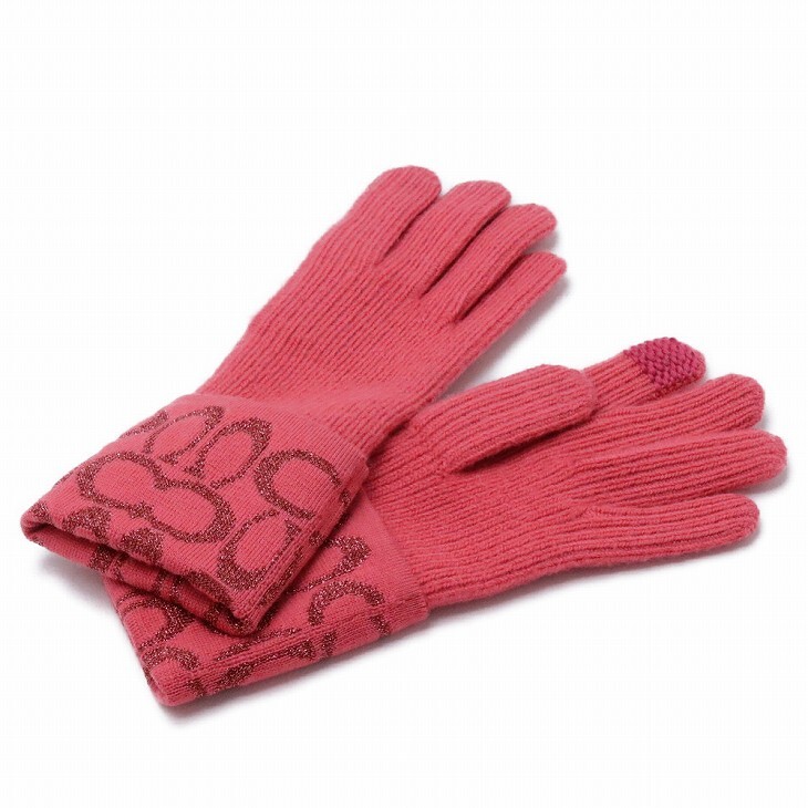 コーチ COACH 手袋 グローブ ニット スマホ対応 レディース ピンク