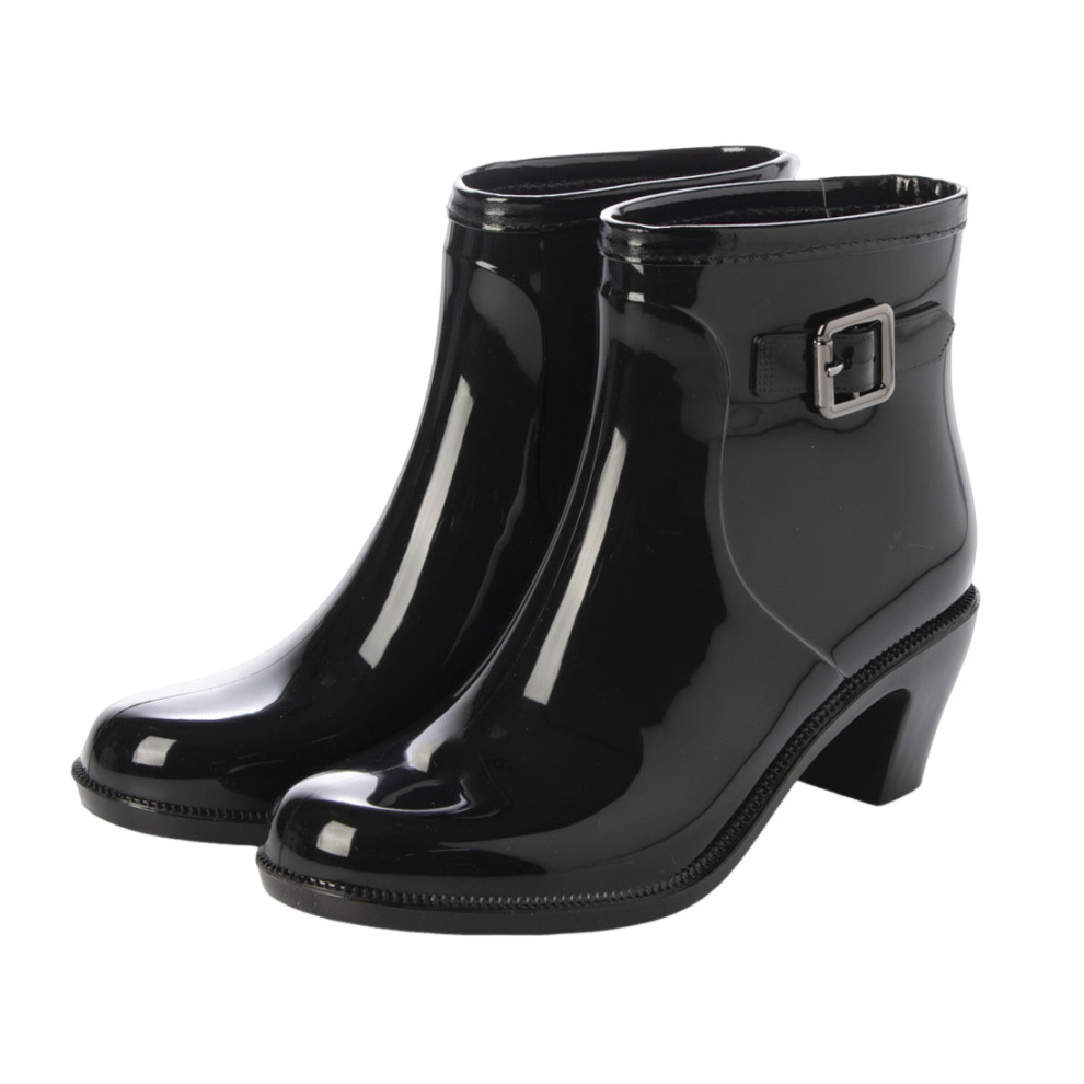 レディース ショート レインブーツ レインシューズ バックル ベルト