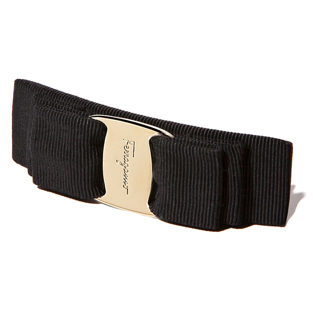 フェラガモ Ferragamo 新作 バレッタ ヴァラ リボン 黒 髪留め 髪飾り