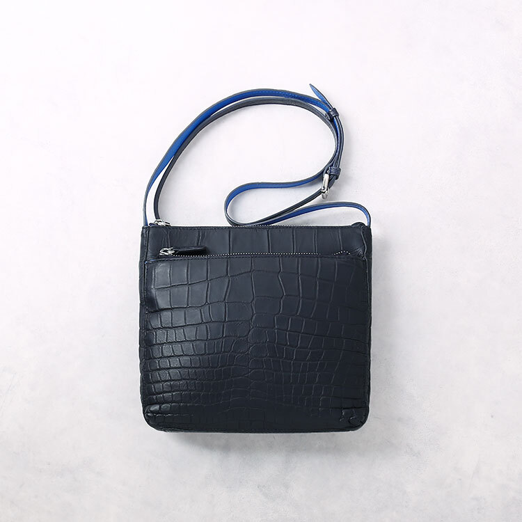 クロコダイル ショルダー バッグ バイカラー マット 加工 レディース