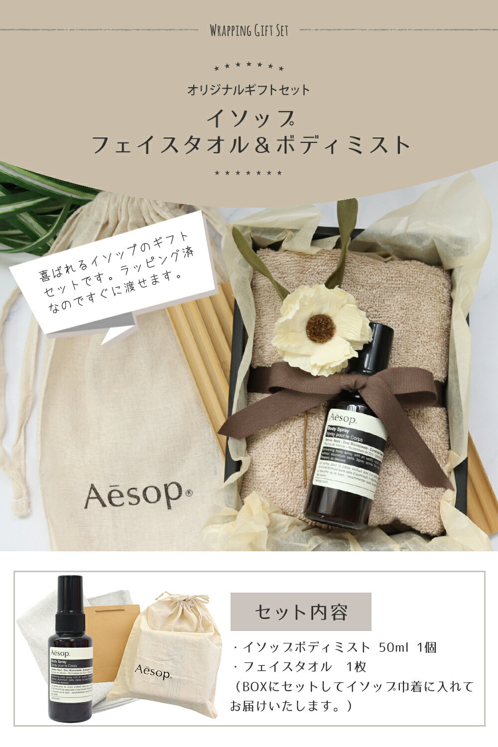 イソップ ボディミスト オーガニック フェイスタオル セット ギフト