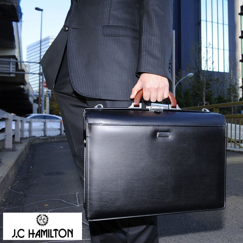 ダレスバッグ メンズ J.C HAMILTON 2層ダレス 木製ハンドル ブラック