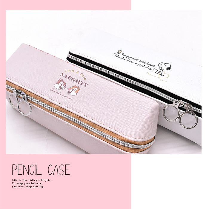 ペンケース スヌーピー チップ＆デール キャラ ディズニー チェック 柄