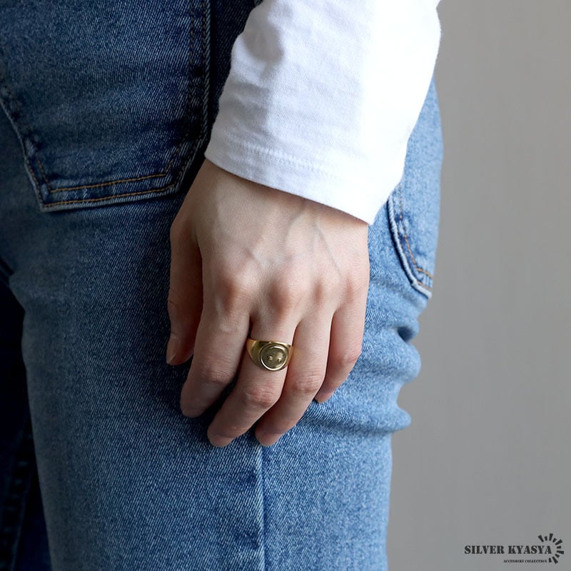 スマイリーリング スマイル ニコちゃん ゴールドリング 指輪 18KGP