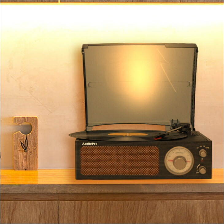 3Wスピーカー2発内蔵 レコードプレーヤー EP LP SP 78回転対応