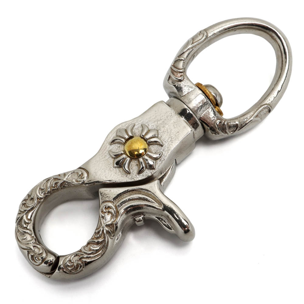 重厚 クロス キーリング キーホルダー キーフック クリップ 十字架