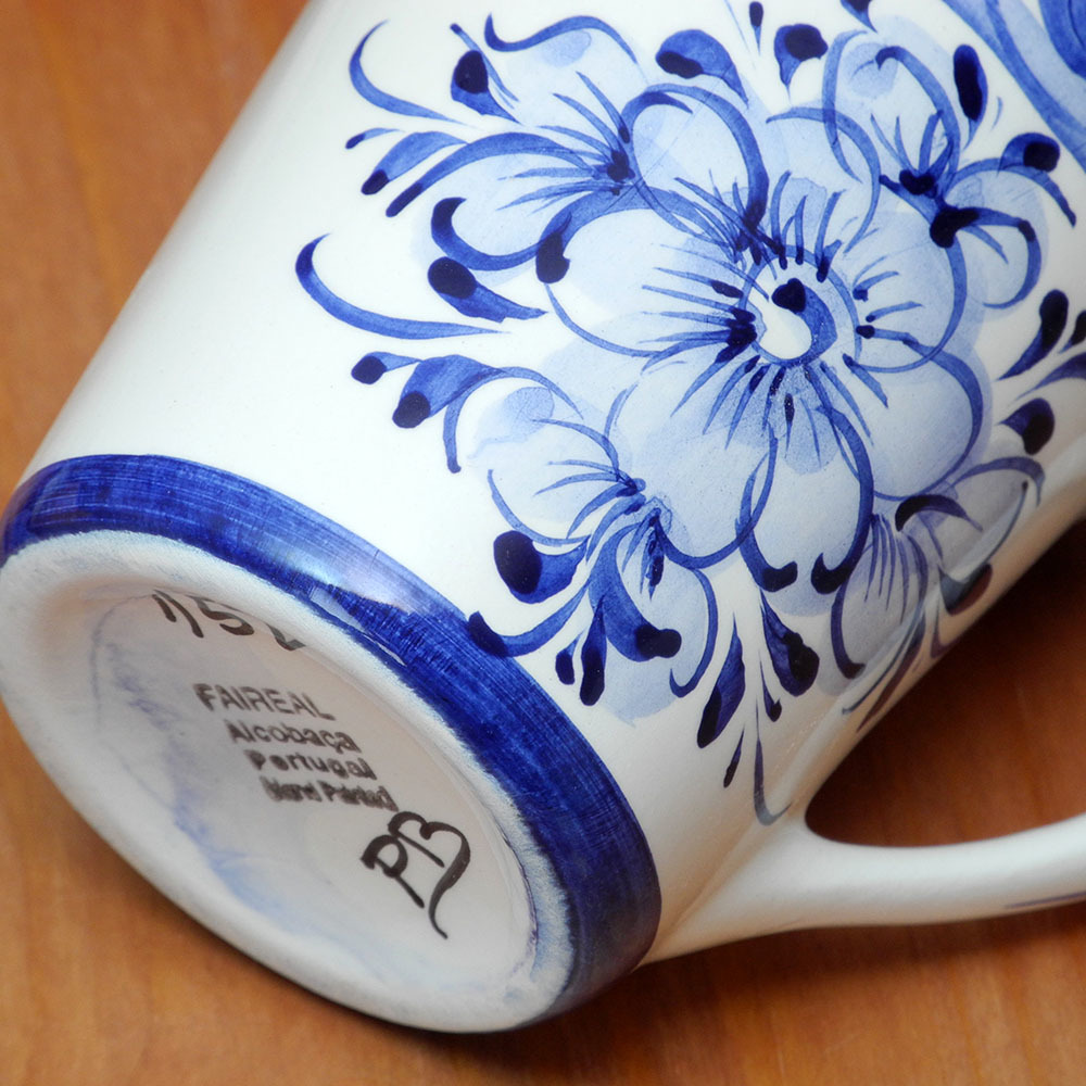 ポルトガル製 陶器 大きめ マグカップ アズレージョ 白地 食器 青