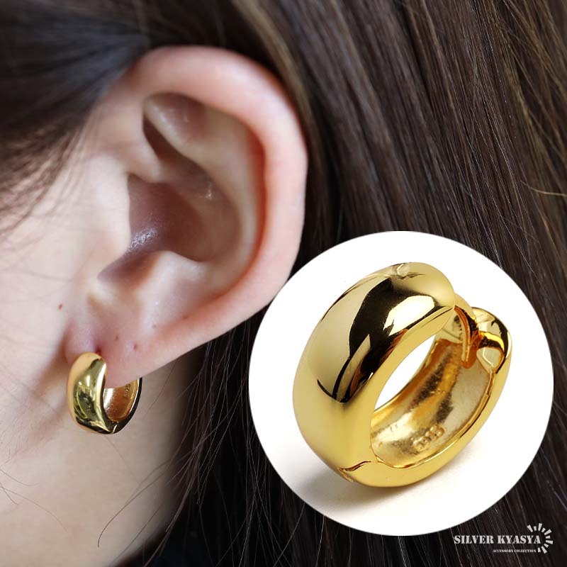 シルバー925 フープピアス ゴールドピアス シンプルピアス ゴールド