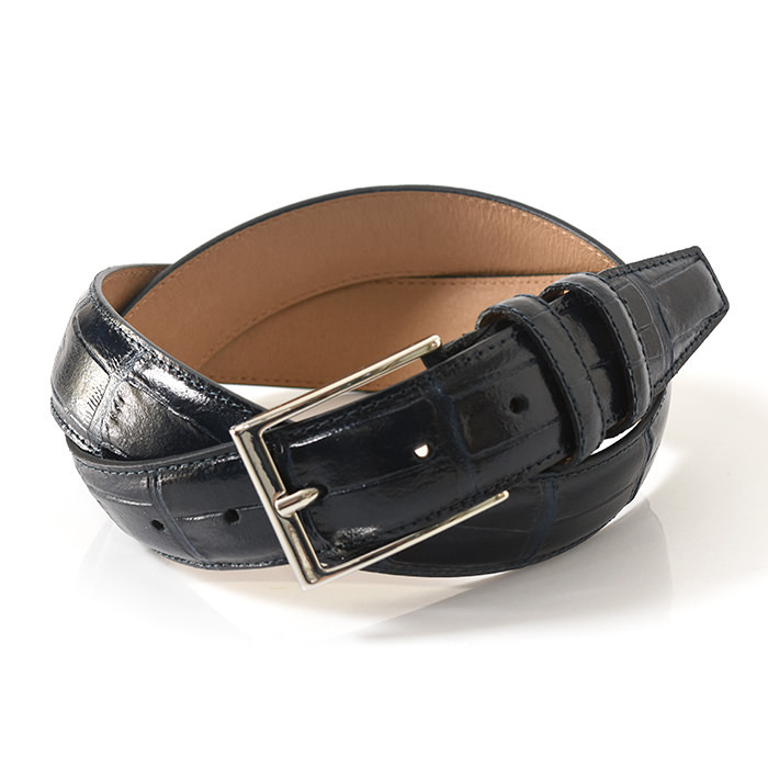 クロコ型押し ベルト メンズ レザーベルト イタリア製 キャメル