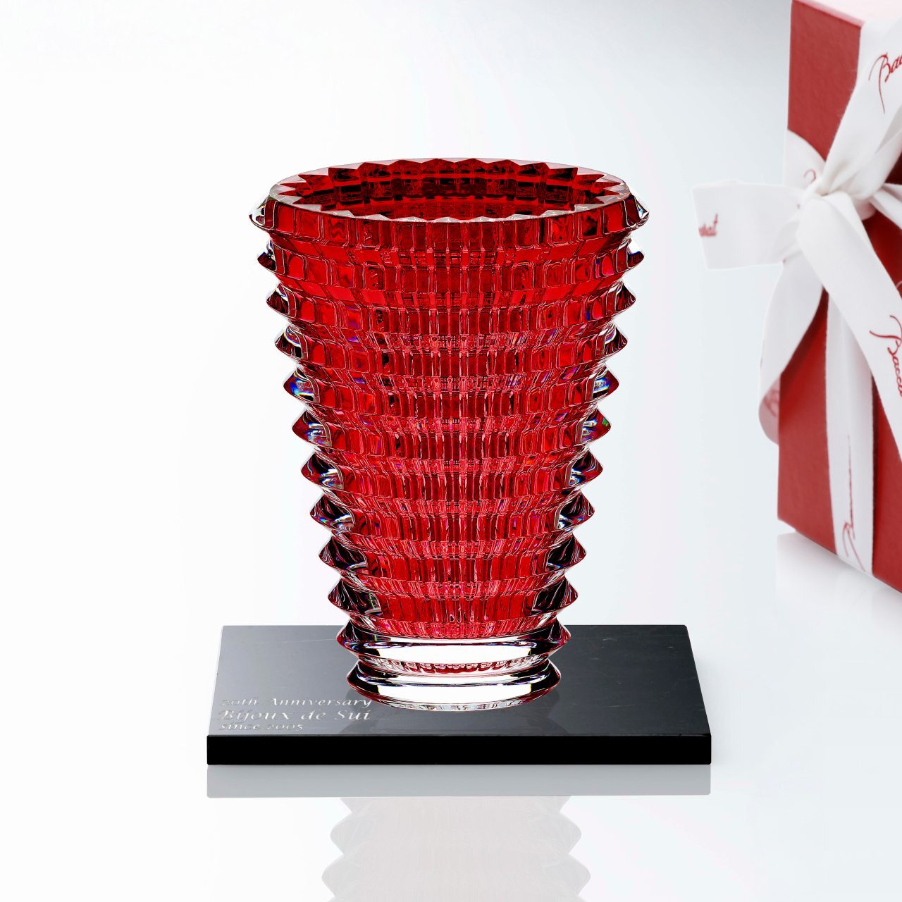 Baccarat バカラ アイベース オーバル S レッド 14.5cm・大理石 台座 S