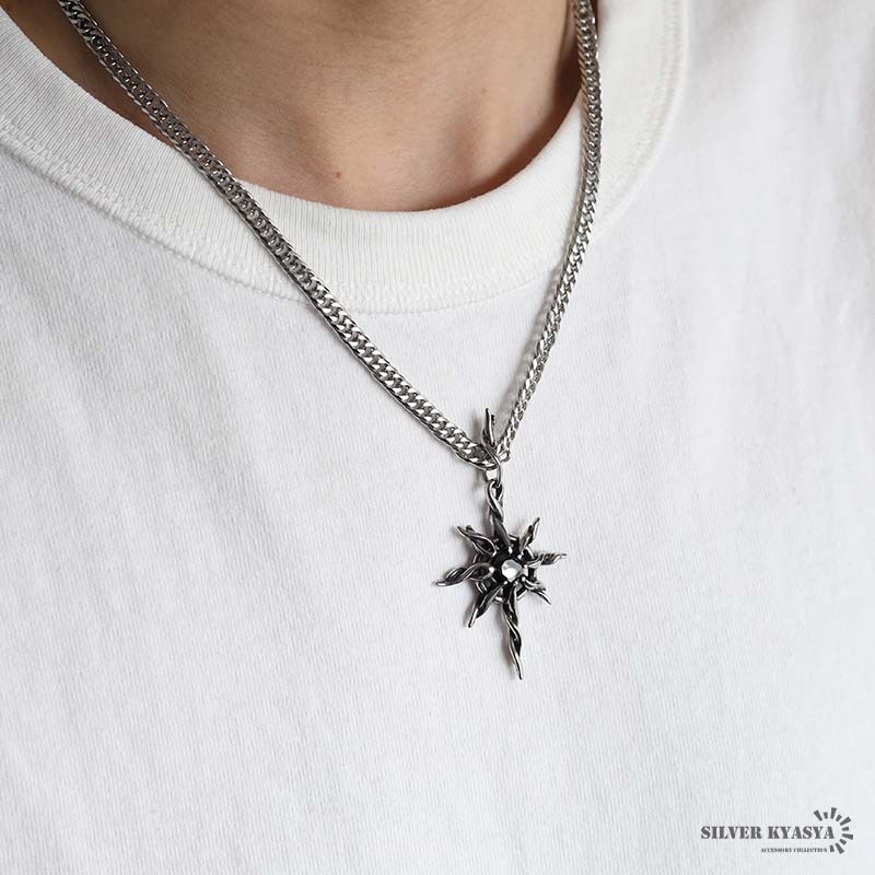 ステンレス 茨ネックレス ダブル喜平チェーンネックレス シルバー