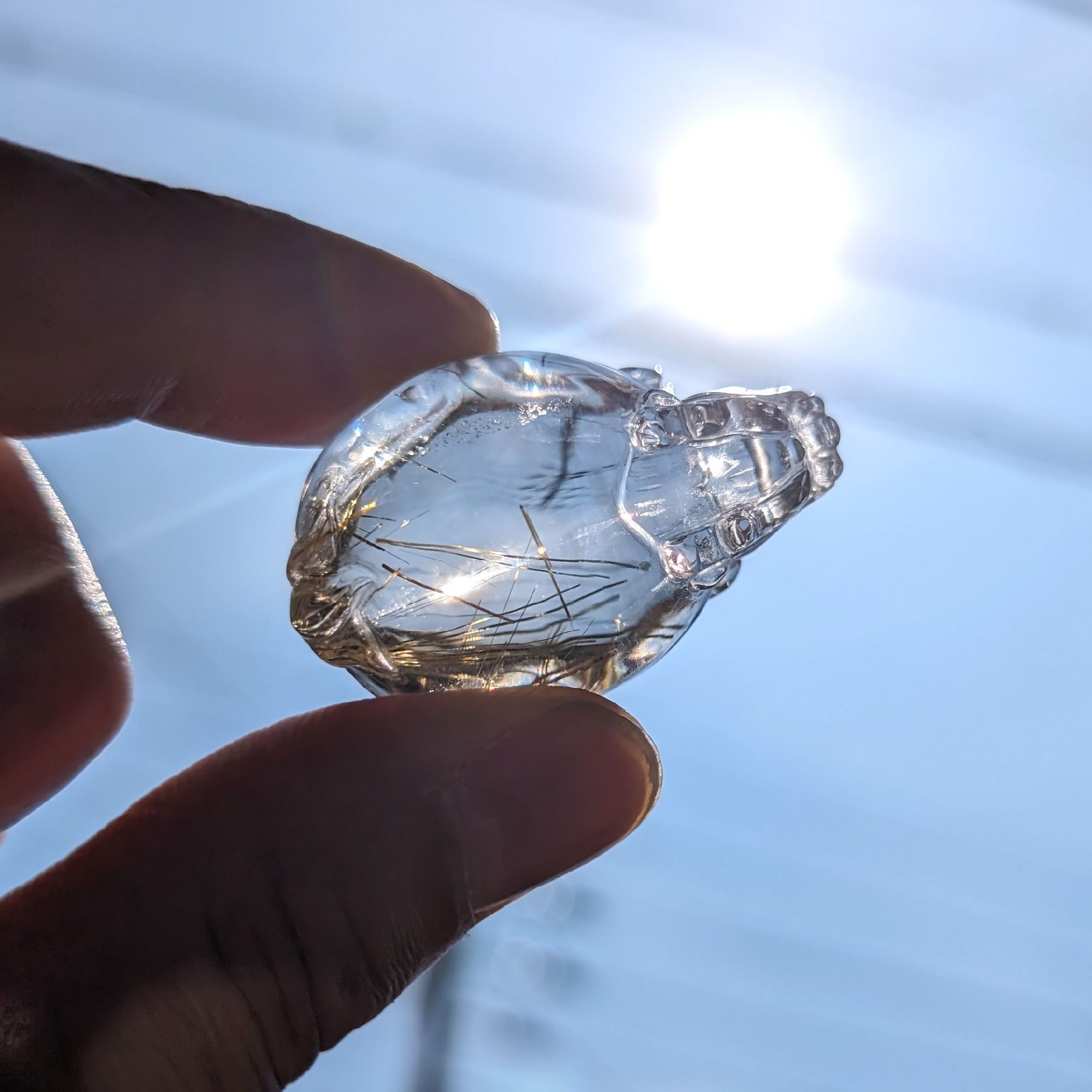 家運の好転］ゴールドルチル クォーツ 龍亀 ロングイ Lng1 26g 台座付